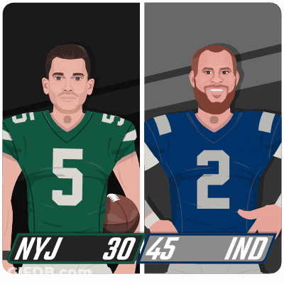 Two Football Players NYJ 30 45 IND 30 45 GIF