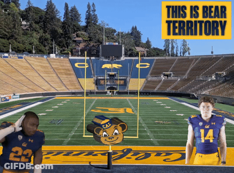 Two Football Players On Field Saying This Is Bear Territory GIF