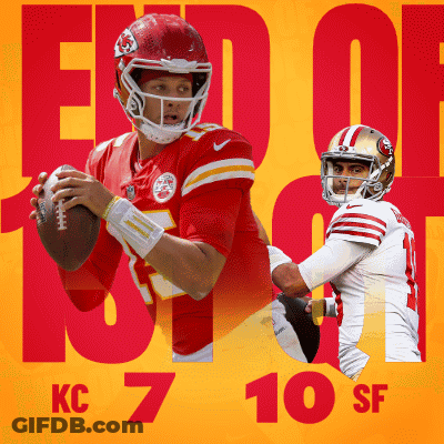 Two Football Players On Yellow Background Kc 7 10 Sf GIF