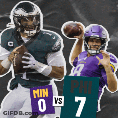 Two Football Players One From The Minnesota Vikings And One From The Eagles GIF
