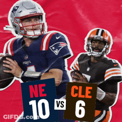 Two Football Players One From The Patriots One From The Browns GIF