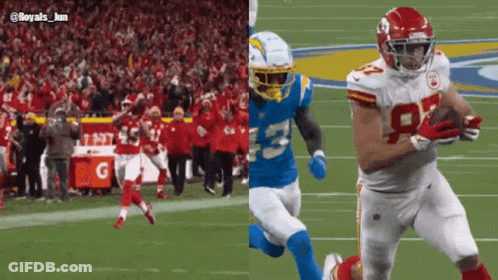 Two Football Players Running One Wearing 87 GIF