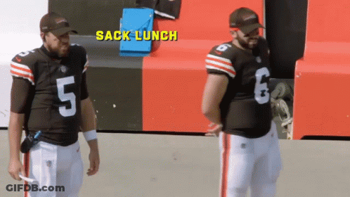 Two Football Players Sack Lunch GIF