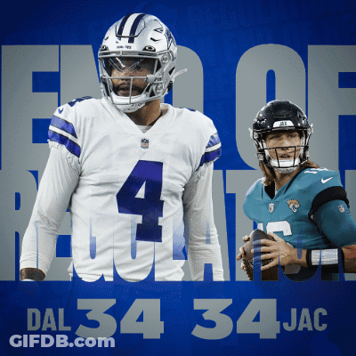 Two Football Players Standing Next To Each Other With The Number 34 On Their Jersey GIF