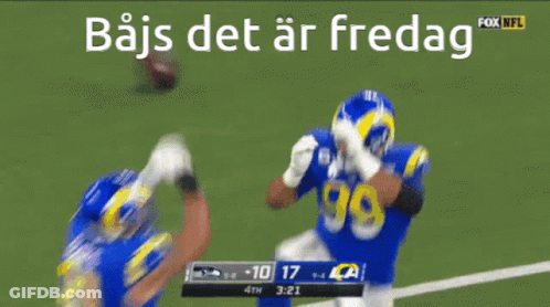Two Football Players With Bajs Det Ar Fredag GIF