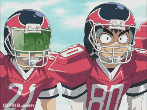 Two Football Players With Number 80 Jerseys GIF
