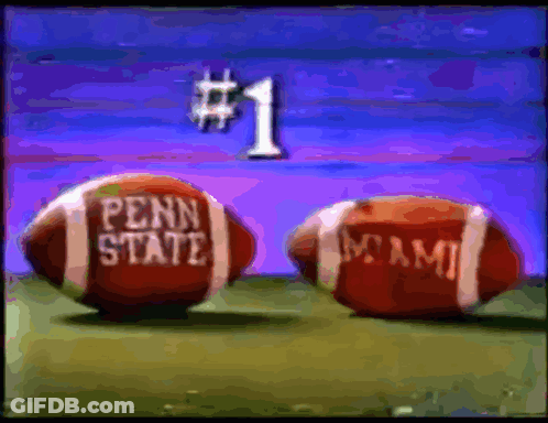 Two Footballs Saying Penn State And Miami GIF