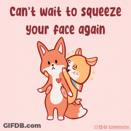 Two Foxes Hugging With Can't Wait To Squeeze Your Face Again GIF