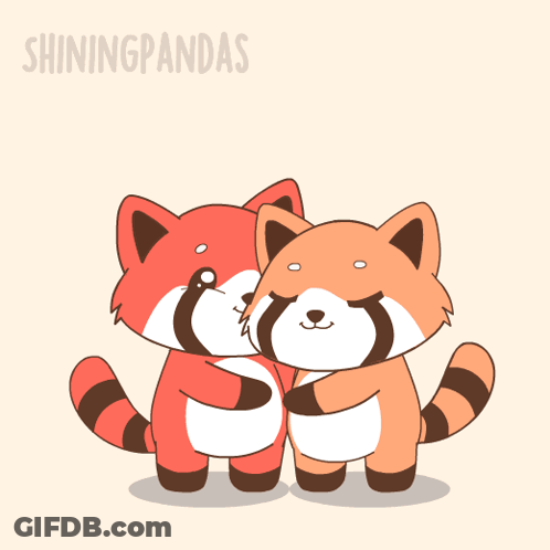 Two Foxes Hugging With Shiningpandas GIF