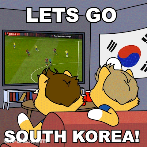 Two Foxes Watching Soccer Game Let's Go South Korea GIF