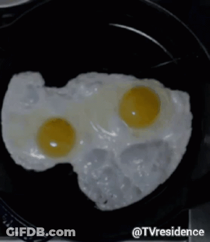 Two Fried Eggs On Black Plate @Tvresidence GIF