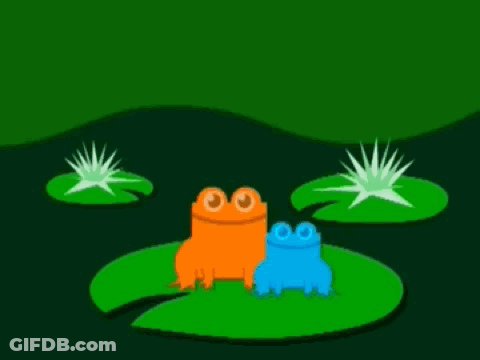Two Frogs On Lily Pad With Nick Jr Logo GIF