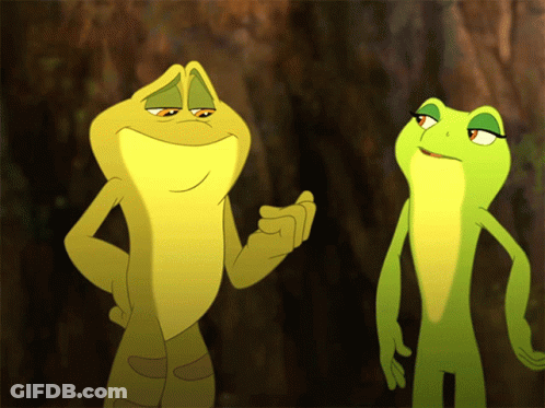 Two Frogs One Pointing At Other GIF