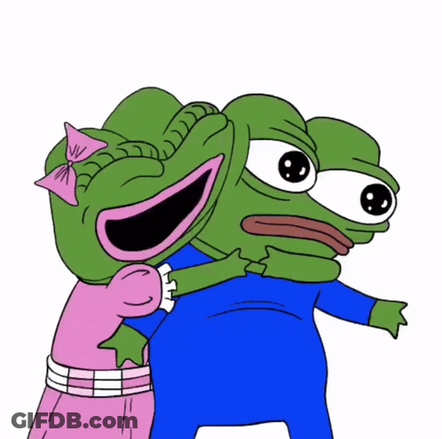 Two Frogs One With Pink Bow GIF