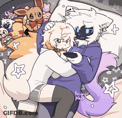 Two Furry Characters Named Koiwy GIF