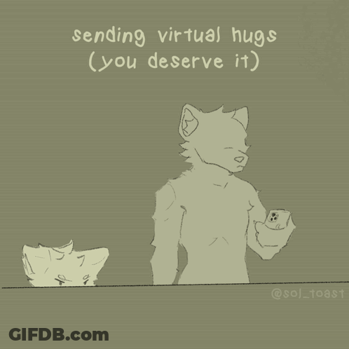 Two Furry Characters Sending Virtual Hugs GIF