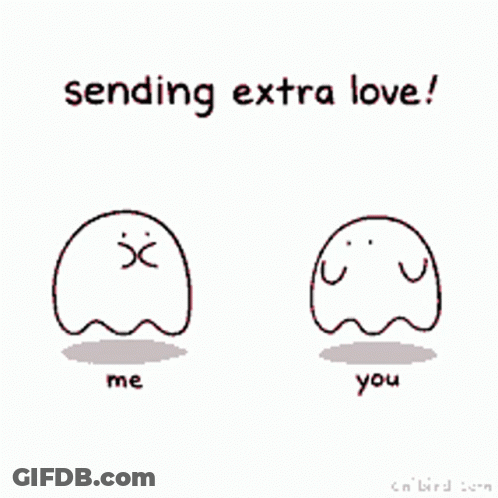 Two Ghosts Holding Heart Sending Love GIF