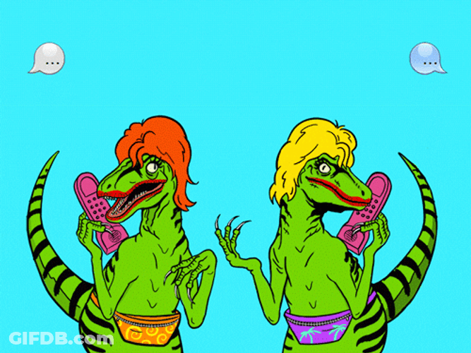 Two Girl Velociraptor Talking GIF