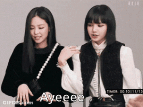 Two Girls Are Standing Next To Each Other And One Of Them Says Ayeee GIF