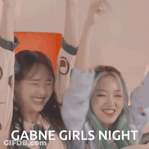 Two Girls Arms Up Gabne Girls Night GIF