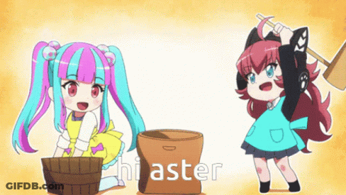Two Girls Cartoon With Hi Aster GIF