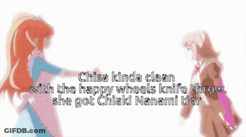 Two Girls Chisa Kinda Clean Happy Wheels Knife Throw GIF