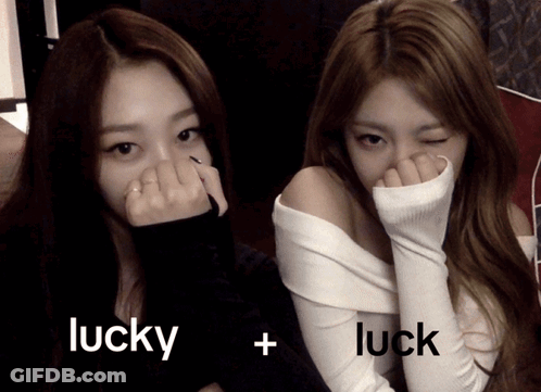Two Girls Covering Faces Lucky And Luck GIF