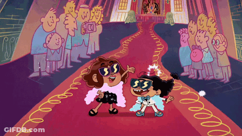 Two Girls Dancing On Red Carpet GIF