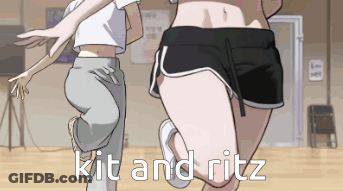 Two Girls Dancing With Kit And Ritz GIF