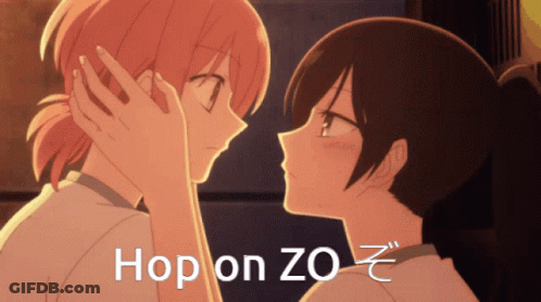 Two Girls Hop On Zo GIF