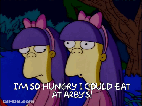 Two Girls I'm So Hungry Could Eat Arby's GIF