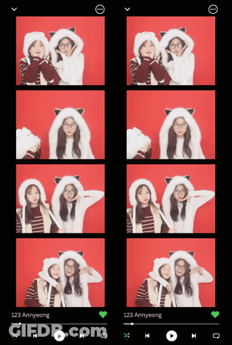 Two Girls In Cat Hats 123 Annyeong GIF
