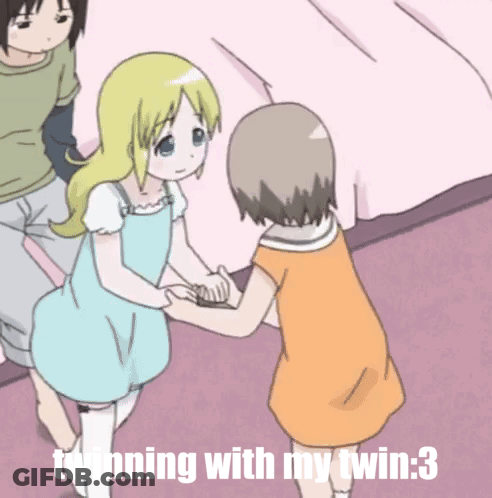 Two Girls In Dresses Saying I Love My Twin Sister GIF