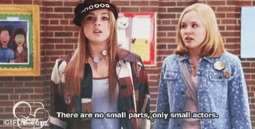 Two Girls In Front Of Brick Wall Saying No Small Parts GIF