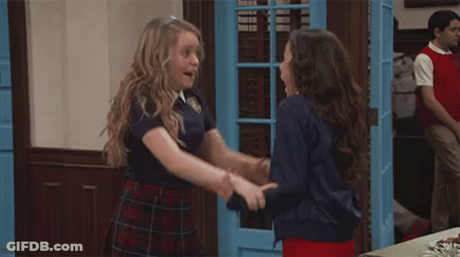 Two Girls Jumping For Joy GIF