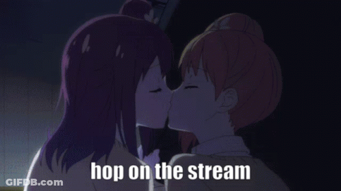 Two Girls Kissing With Hop On The Stream GIF