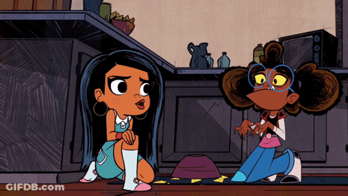 Two Girls Looking At Each Other GIF