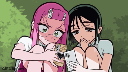 Two Girls Looking At Phone GIF