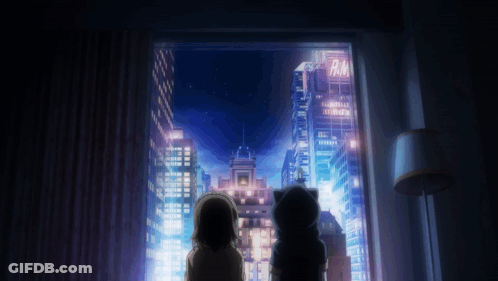 Two Girls Looking Out Window With Ram Sign GIF