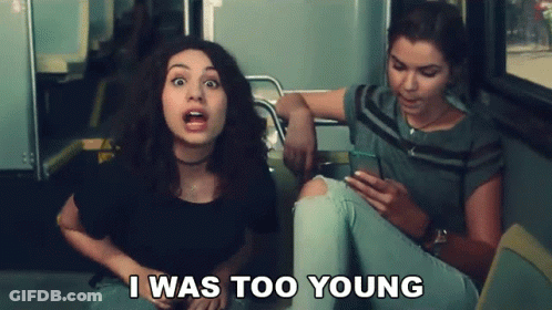 Two Girls On Bus Saying I Was Too Young GIF
