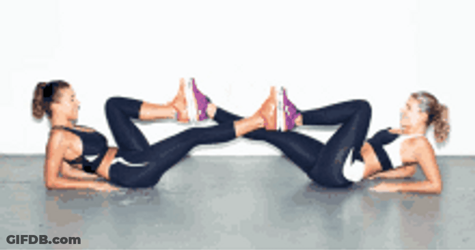 Two Girls Partner Workout GIF
