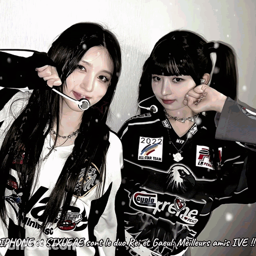 Two Girls Posing One In Supreme Shirt GIF