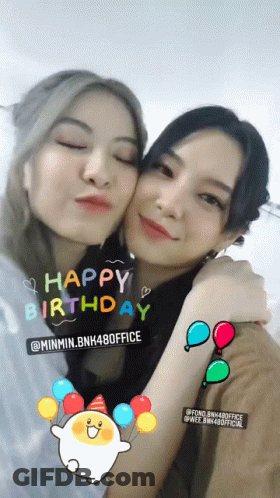 Two Girls Posing With Balloons Happy Birthday GIF