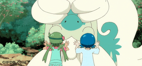 Two Girls Standing Next To Cartoon Character GIF
