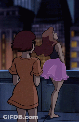 Two Girls Standing On Balcony GIF