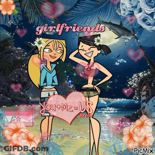 Two Girls With Girlfriends Text GIF