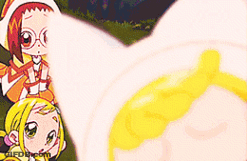 Two Girls With Glowing Object Behind Them GIF