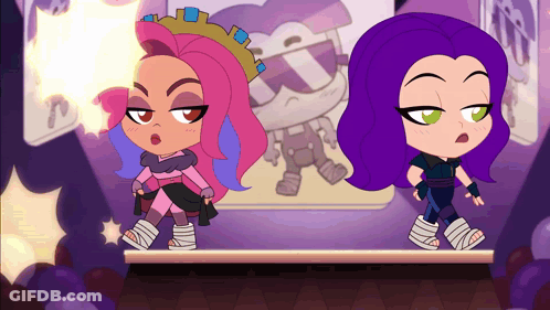 Two Girls With Purple Hair GIF