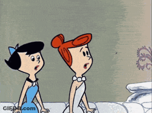 Two Girls With Spiky Hair Looking Up GIF