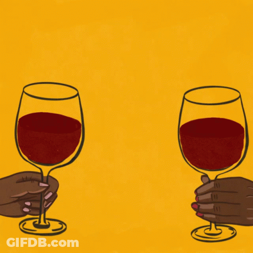 Two Glasses Of Wine Are Toasting With The Words Sip Sip Hooray GIF